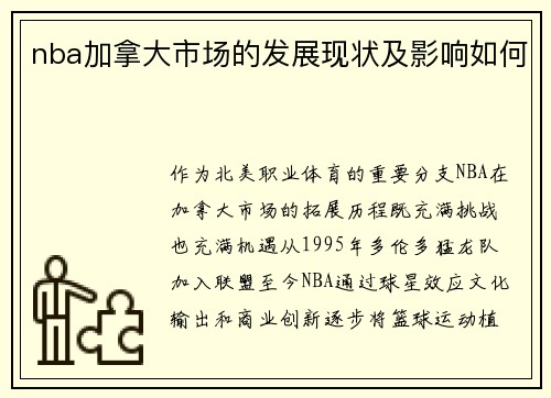 nba加拿大市场的发展现状及影响如何